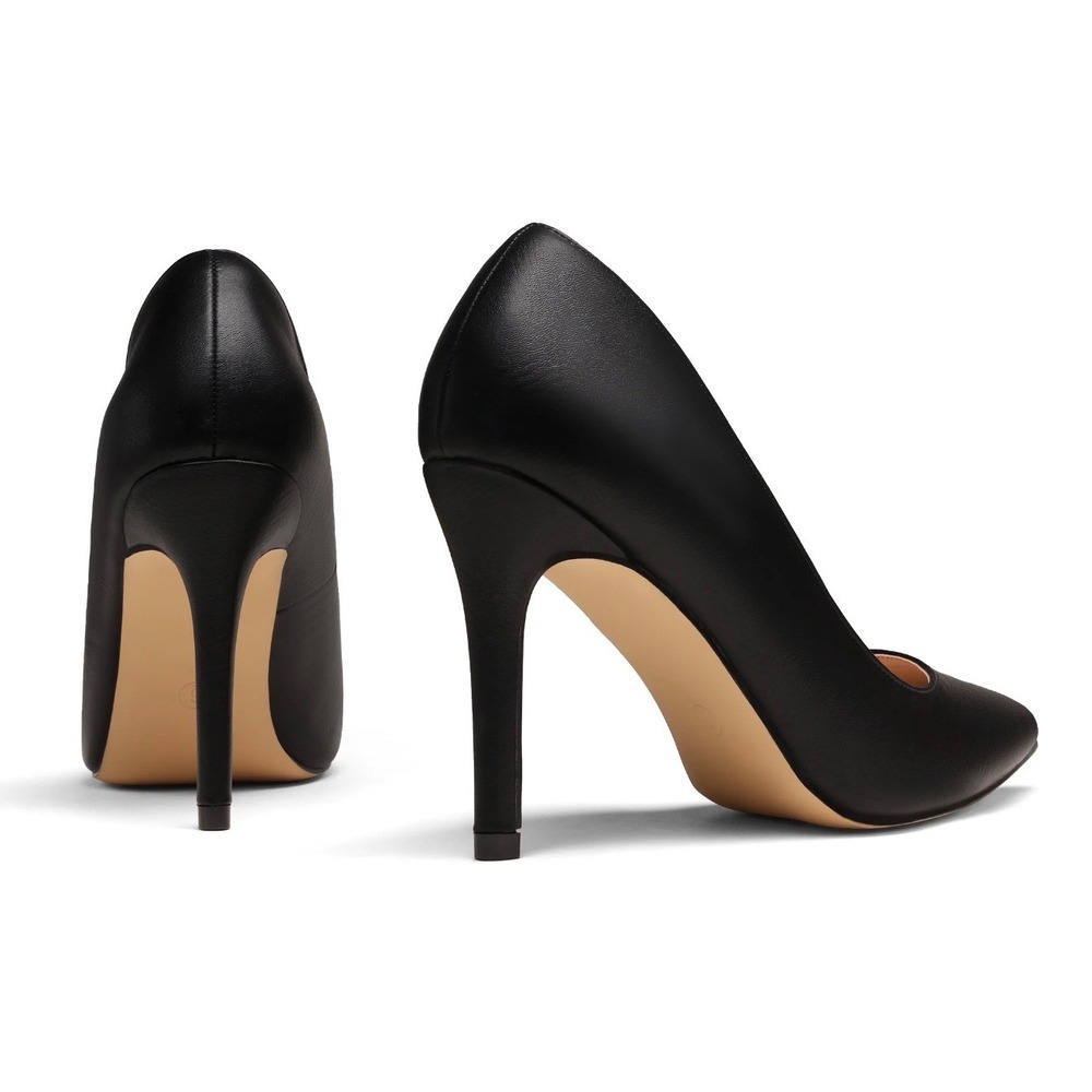 Burudani Womens Pointed Toe Pumps Black Faux Leather Stiletto Heels Sz 7.5 New - Picture 5 of 14